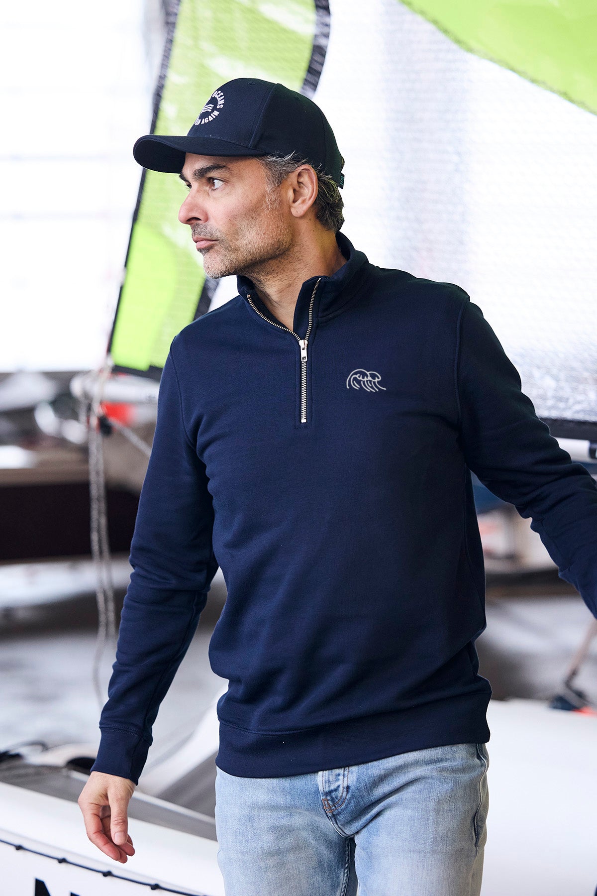 Half-Zip Sweat "Great Waves"